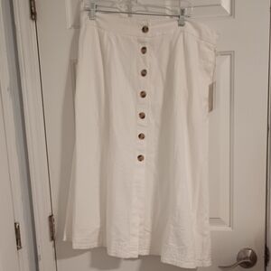 Universal Thread Linen Blend Button-Front A-Line Skirt